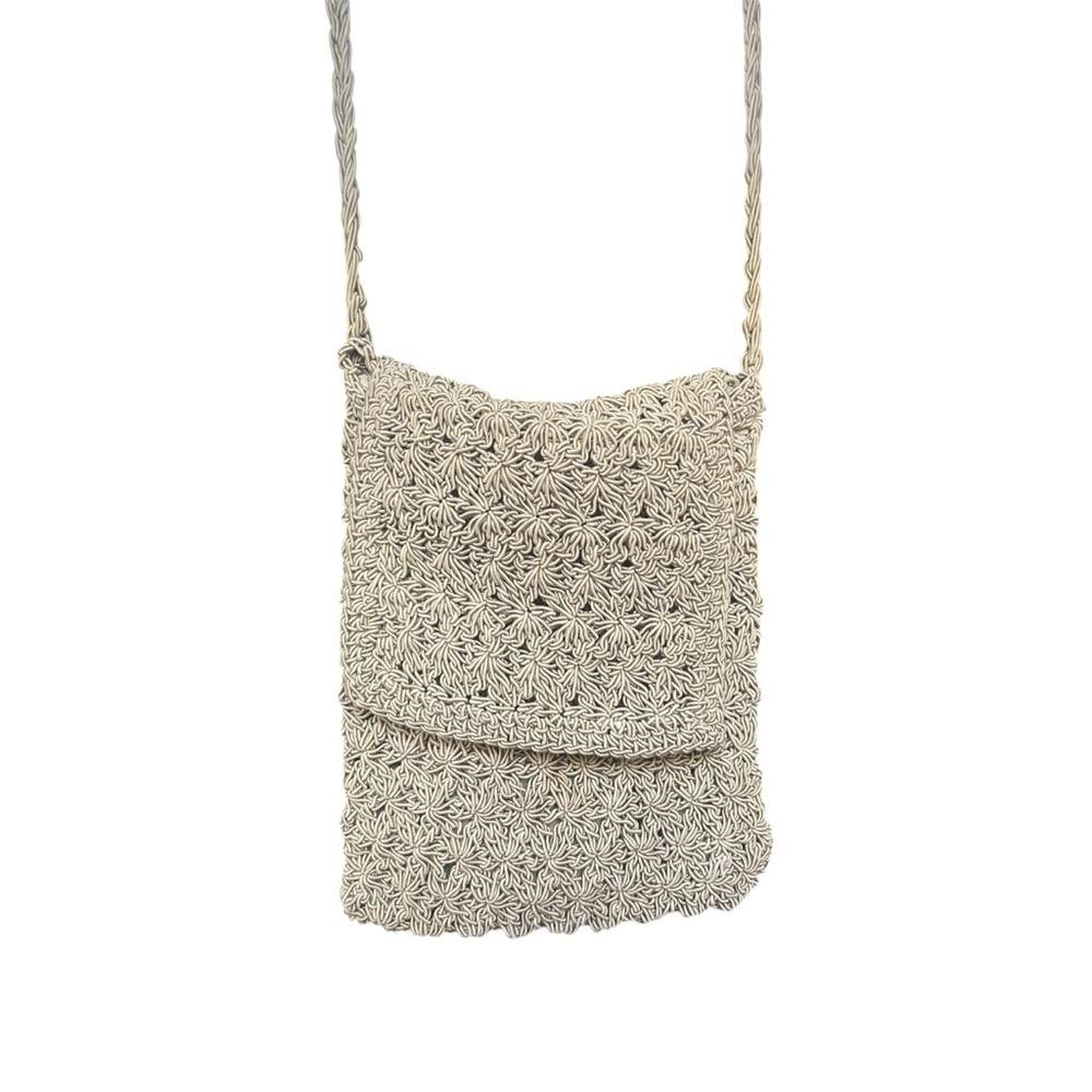 Vintage Y2K Macrame Crochet Crossbody Bag Purse
Woven Lined Taupe Beige Tan 90s - Picture 1 of 10